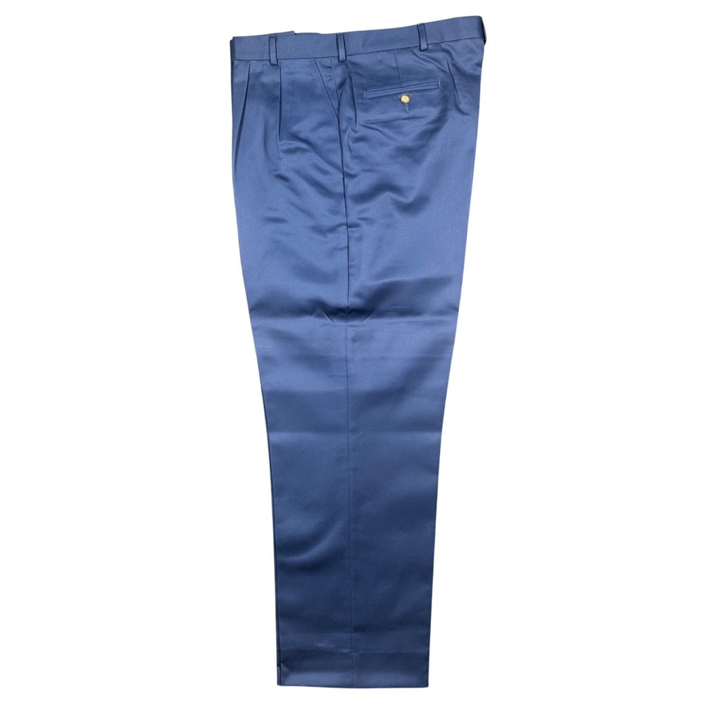 Lands' End Dress Pants Mens 44 Long Blue‎ Pleated Cotton Chinos Trousers - Picture 3 of 9